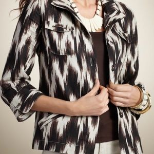 Chico’s 100% Linen Luda Shacket in Neutral Ikat Chocolate color Size 3 US 16